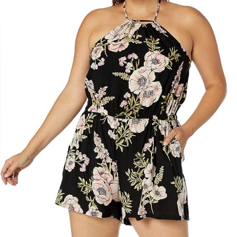 Angie Black Floral Romper